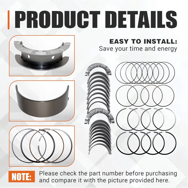 wfsulee Piston Rings Main Rod Bearings Kit fits for Chevy Cruze Buick Encore 1.4L L4 2011 2012 2013 2014 2015 Compatible with 90542531 - Image 5